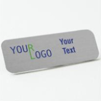 Name tag – color metal printed – brushed aluminum – round corners – magnetic