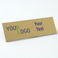 Name tag – color metal printed – solid brass brushed – square corners – magnetic