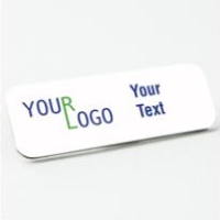 Name tag – color printed metal – white aluminum – round corners – magnetic