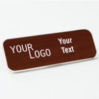 Name tag – engraved plastic Cinnamon Stick / White – round corners – magnetic