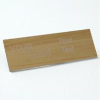 Name tag – engraved plastic Cashew / Taupe – square corners – magnetic