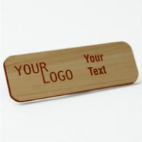 Name tag – engraved plastic Cashew / Dark Brown – round corners – magnetic
