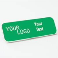 Name tag – engraved plastic Kelly Green / White – round corners – magnetic