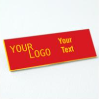 Name tag – engraved plastic Crimson / Yellow – square corners – magnetic