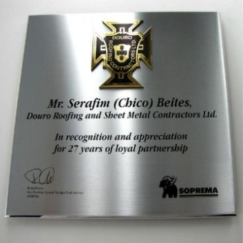 Award plaque – honora – mirror bevel – brass piece